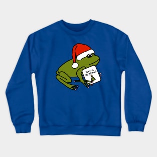 Cute Frog Says Merry Christmas Crewneck Sweatshirt